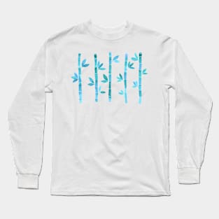 Watercolor Bamboo Pattern - Teal Long Sleeve T-Shirt